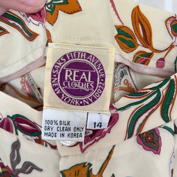Vintage 100% Silk Saks Fifth Avenue Bermuda Shorts Floral Women’s Size 14 NWT - Picture 6 of 6